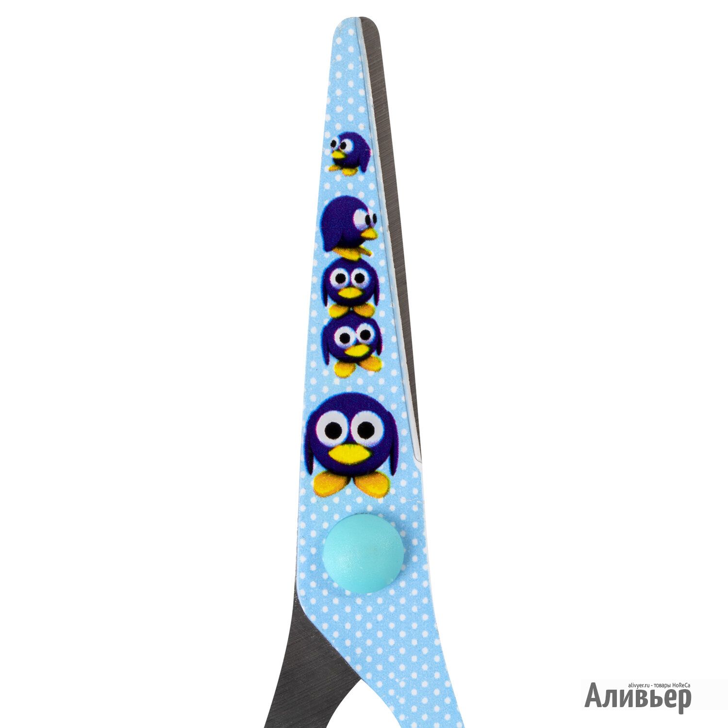 Ножницы BRAUBERG "Kid Series", 130 мм, голубые, с цветной печатью "Пингвины", закругленные, 232271, изображение 18
