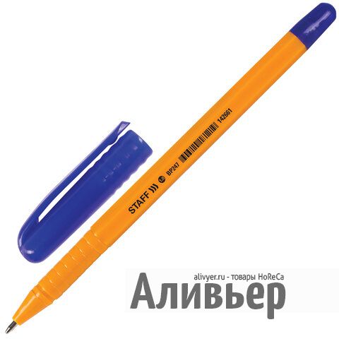 Ручка шариковая STAFF "EVERYDAY", СИНЯЯ, шестигранная, корпус оранжевый, узел 1 мм, линия письма 0,5, изображение 2