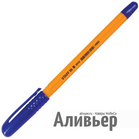 Ручка шариковая STAFF "EVERYDAY", СИНЯЯ, шестигранная, корпус оранжевый, узел 1 мм, линия письма 0,5, изображение 4