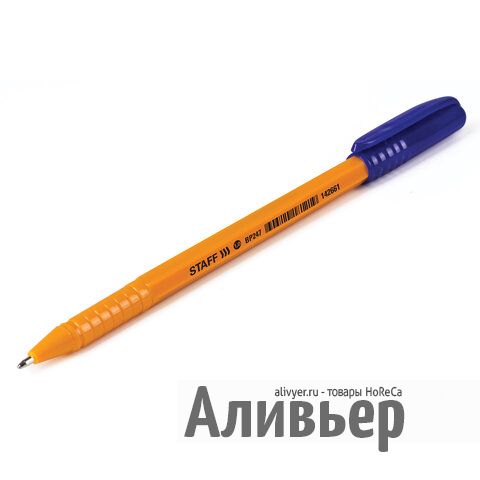 Ручка шариковая STAFF "EVERYDAY", СИНЯЯ, шестигранная, корпус оранжевый, узел 1 мм, линия письма 0,5, изображение 7